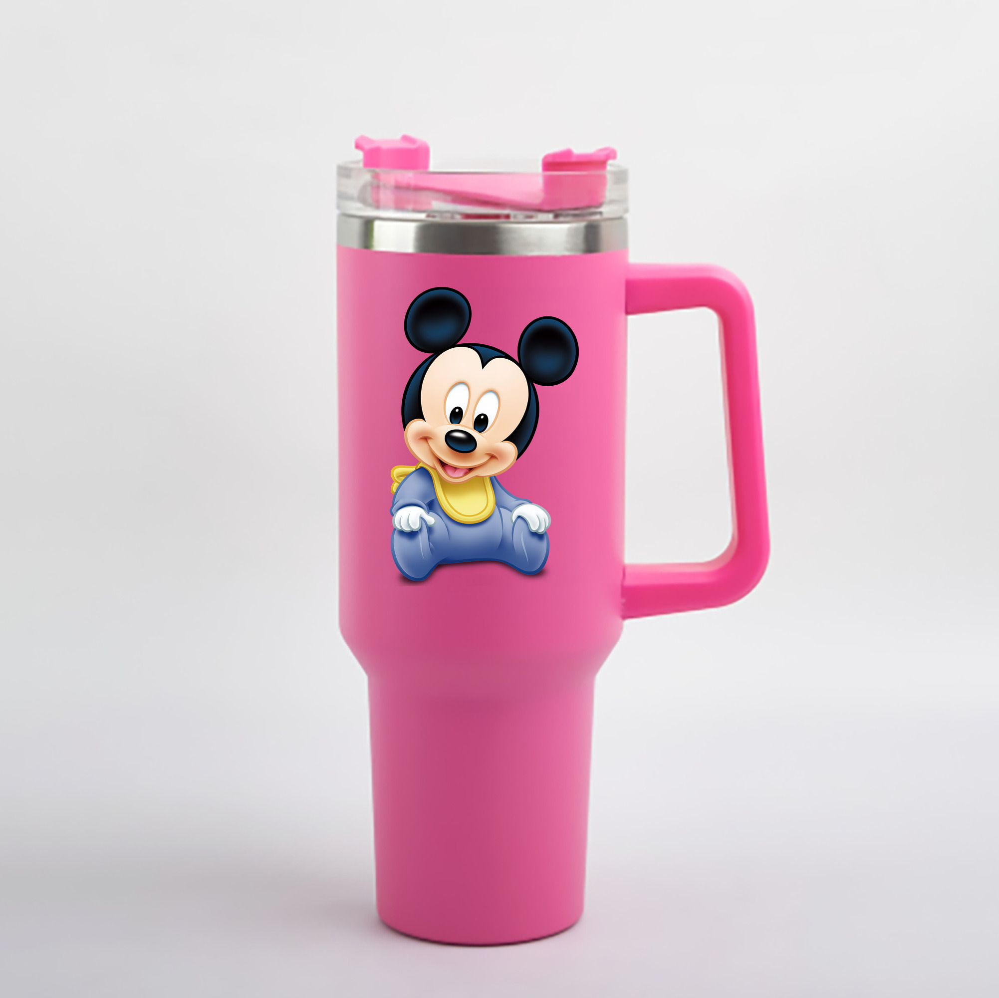 （画像用） ミッキーマウス Mickey Mouse 1200mL車用タンブラー - クリスタルステッカー（プラスチックストロー付き）